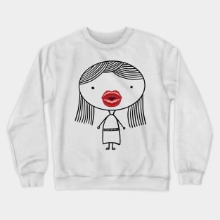 Girl graphic with too big lip filler Botox Funny girl Crewneck Sweatshirt